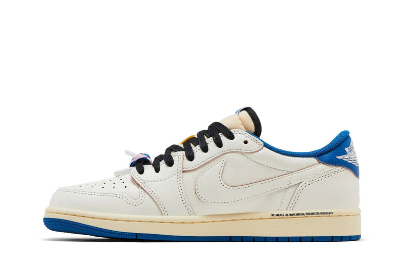 Air Jordan 1 Low OG SP x Fragment Design x Travis Scott 'Sail & Military Blue' – Three Legends, One Grail