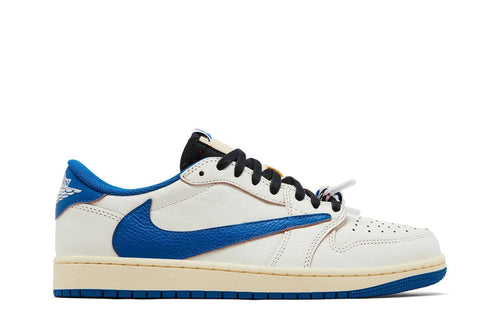 Air Jordan 1 Low OG SP x Fragment Design x Travis Scott 'Sail & Military Blue' – Three Legends, One Grail