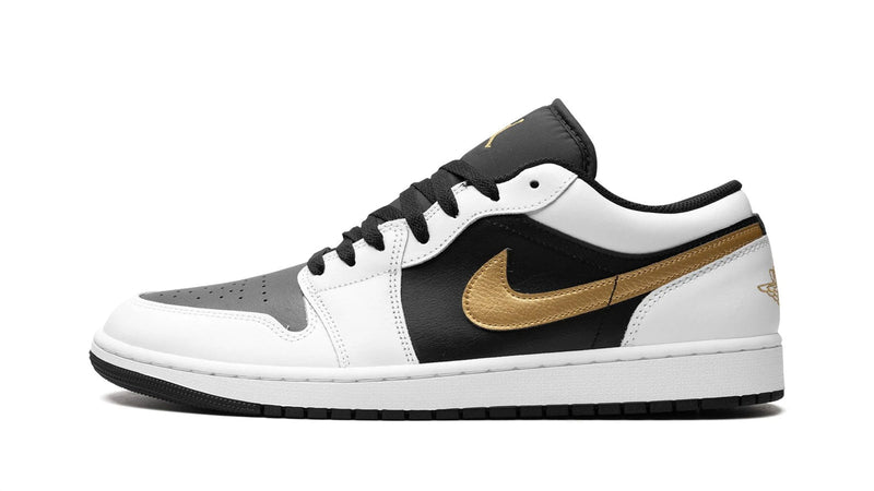 Air Jordan 1 Low 'Gold Swoosh' – Clean White Leather with a Golden Touch